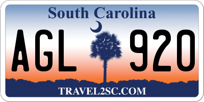 SC license plate AGL920
