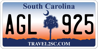 SC license plate AGL925