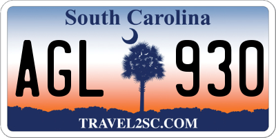 SC license plate AGL930