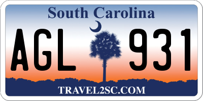 SC license plate AGL931