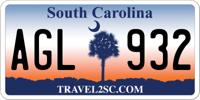 SC license plate AGL932