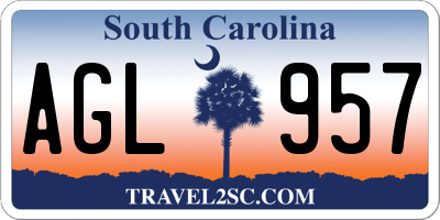SC license plate AGL957