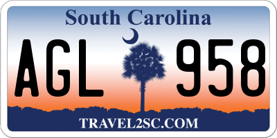SC license plate AGL958