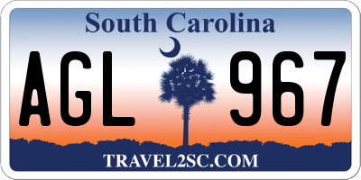 SC license plate AGL967