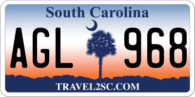 SC license plate AGL968