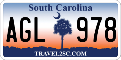 SC license plate AGL978