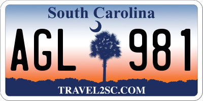 SC license plate AGL981