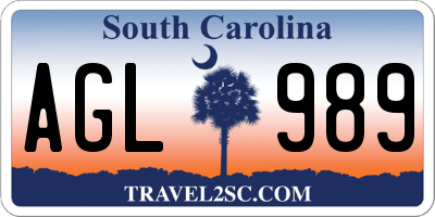 SC license plate AGL989