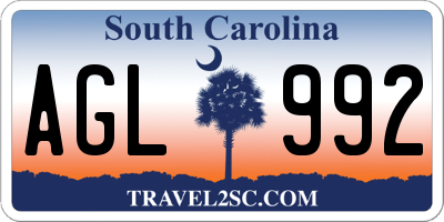 SC license plate AGL992