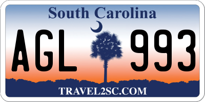 SC license plate AGL993