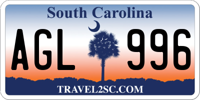 SC license plate AGL996
