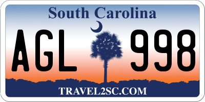 SC license plate AGL998