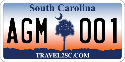 SC license plate AGM001