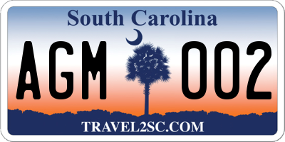 SC license plate AGM002
