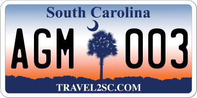 SC license plate AGM003