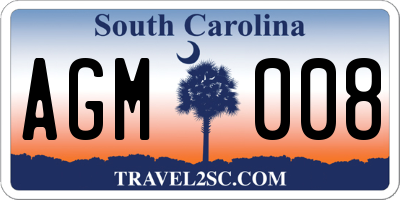 SC license plate AGM008