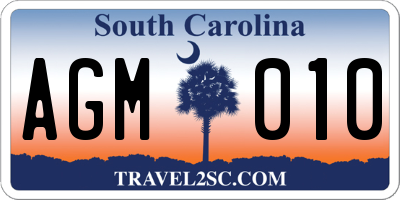 SC license plate AGM010
