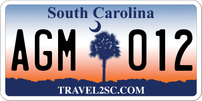 SC license plate AGM012