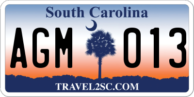 SC license plate AGM013