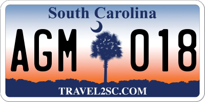 SC license plate AGM018