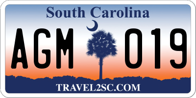 SC license plate AGM019