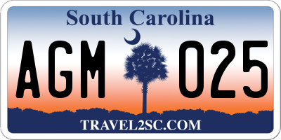 SC license plate AGM025