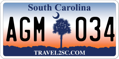 SC license plate AGM034