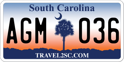 SC license plate AGM036