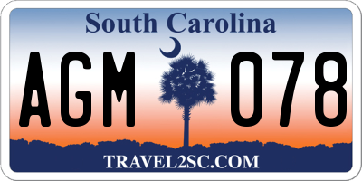 SC license plate AGM078