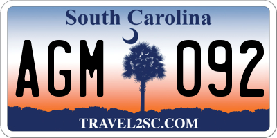 SC license plate AGM092