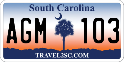SC license plate AGM103