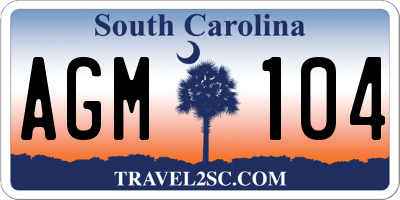 SC license plate AGM104