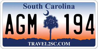 SC license plate AGM194