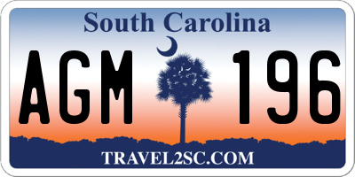 SC license plate AGM196