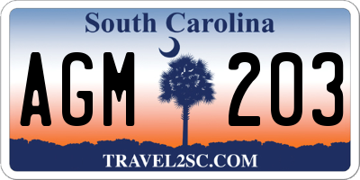 SC license plate AGM203