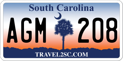 SC license plate AGM208