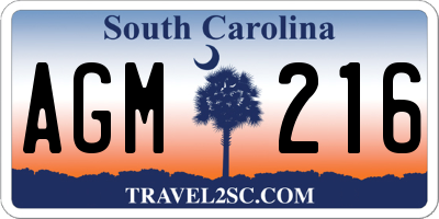 SC license plate AGM216