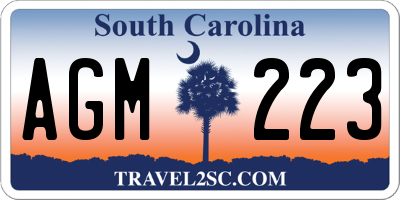 SC license plate AGM223
