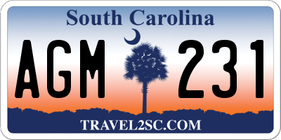 SC license plate AGM231