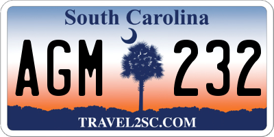 SC license plate AGM232