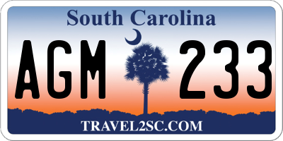 SC license plate AGM233