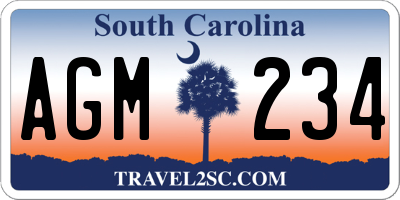 SC license plate AGM234