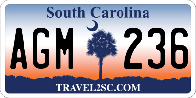 SC license plate AGM236