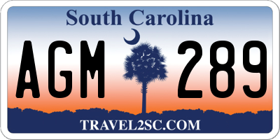 SC license plate AGM289