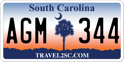 SC license plate AGM344