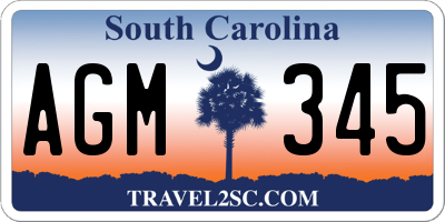 SC license plate AGM345