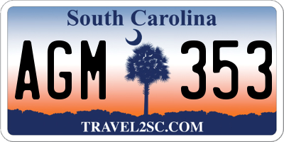 SC license plate AGM353