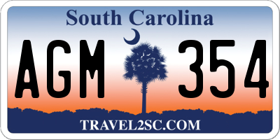 SC license plate AGM354