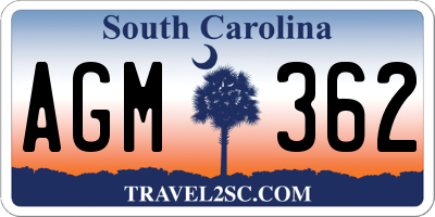 SC license plate AGM362