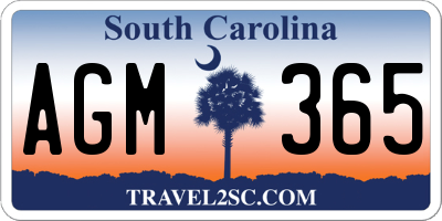 SC license plate AGM365